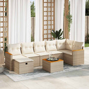 Loungeset poly rattan 8-delig beige
