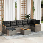 Loungeset 8-delig poly rattan grijs