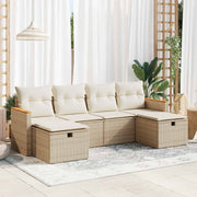 Loungeset 6-delig poly rattan beige