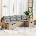 6-piece Lounge Set with cushions poly rattan beige