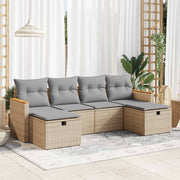 Loungeset 6-delig poly rattan beige