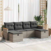 Loungeset 6-delig poly rattan grijs