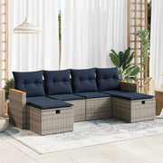 Loungeset 6-delig poly rattan grijs