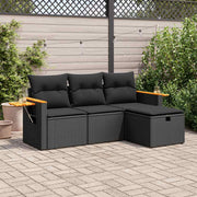 Loungeset 4-delig poly rattan zwart