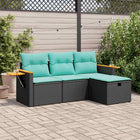 Loungeset 4-delig poly rattan zwart