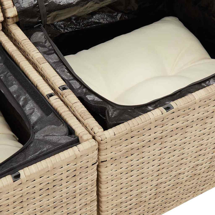 4-delige Loungeset met kussens poly rattan beige