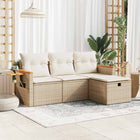 4-delige Loungeset met kussens poly rattan beige