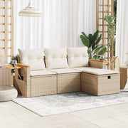 Loungeset 4-delig poly rattan beige