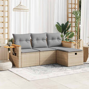 Loungeset 4-delig poly rattan beige