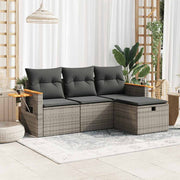 Loungeset 4-delig poly rattan grijs