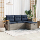 Loungeset 4-delig poly rattan grijs