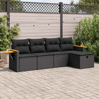 5-Piece Loungeset with Cushions Poly Rattan Black