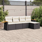 5-Piece Loungeset with Cushions Poly Rattan Black