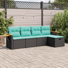 5-Piece Loungeset with Cushions Poly Rattan Black