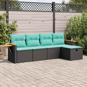 Loungeset 5-delig poly rattan zwart
