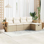 Loungeset 5-delig poly rattan beige