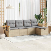 Loungeset 5-delig poly rattan beige