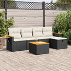 6-piece Lounge Set with Cushions Poly Rattan Black