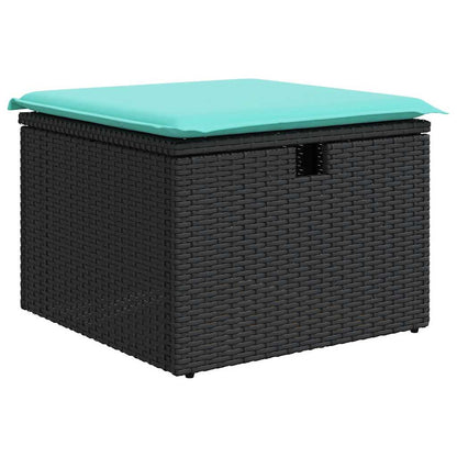 6-delige Loungeset met kussens poly rattan zwart