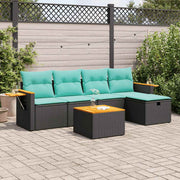 Loungeset 6-delig poly rattan zwart