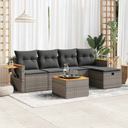 6-piece Lounge Set with Cushions Poly Rattan Grey