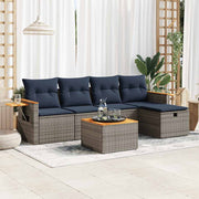 Loungeset 6-delig poly rattan grijs