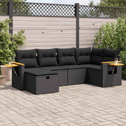 Loungeset 6-delig poly rattan zwart