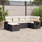 6-piece Lounge Set with Cushions Poly Rattan Black