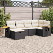 Loungeset 6-delig poly rattan zwart