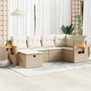 Loungeset 6-delig poly rattan beige