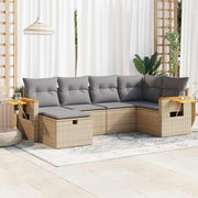 Loungeset 6-delig poly rattan beige