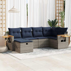 6-piece Lounge Set with Cushions Poly Rattan Grey