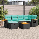 7-piece lounge set with cushions poly rattan black