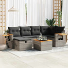 7-delige Loungeset met kussens poly rattan grijs