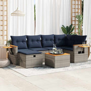 Loungeset 7-delig poly rattan grijs