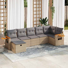 7-delige Loungeset met kussens poly rattan beige