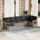 7-delige Loungeset met kussens poly rattan grijs