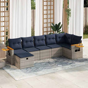 Loungeset 7-delig poly rattan grijs