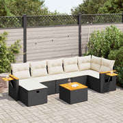 Loungeset 8-delig poly rattan zwart