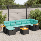 8-piece Lounge Set with Cushions Polyrattan Black