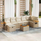 8-piece Lounge Set with Cushions Poly Rattan Beige