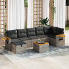 8-delige Loungeset met kussens poly rattan grijs