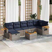 Loungeset 8-delig poly rattan grijs