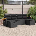 6-piece Lounge Set with Cushions Poly Rattan Black