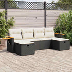 6-piece Lounge Set with Cushions Poly Rattan Black