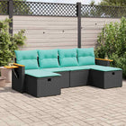 Loungeset 6-delig poly rattan zwart