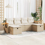 Loungeset 6-delig poly rattan beige