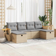 Loungeset 6-delig poly rattan beige