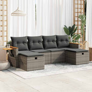 Loungeset 6-delig poly rattan grijs