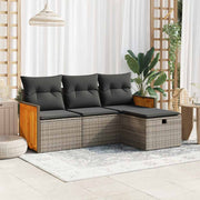 4-piece Lounge Set with cushions poly rattan grey